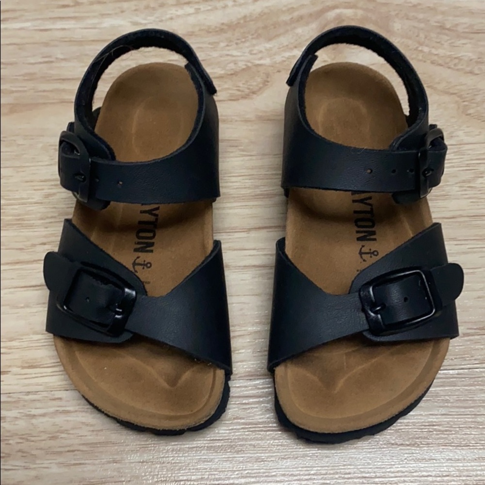 Little girls black sandals
